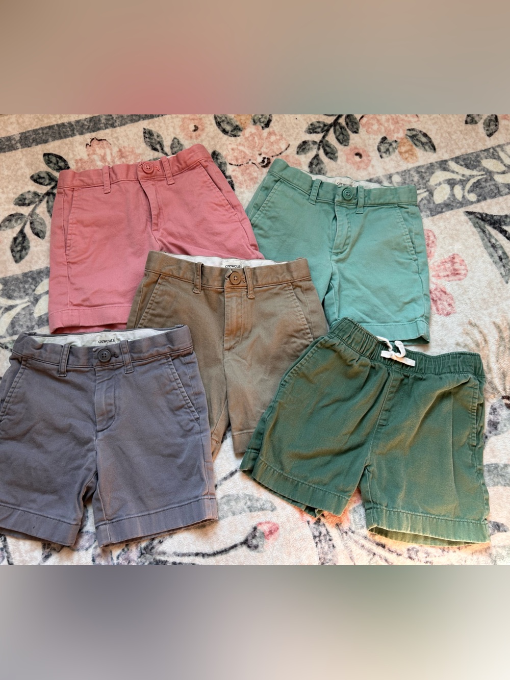 3T Lot of Crewcuts Boys Cotton Shorts Pack - Gray, Pink, Brown, Teal, Green